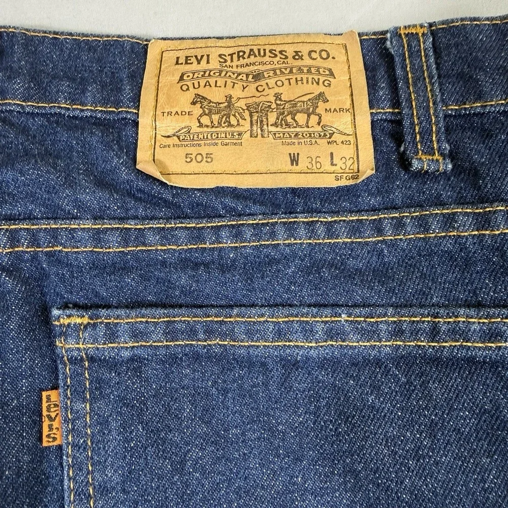 VTG Levis 505 Jeans 36x32 (measures 34x32) Mens Orange Tab Made in USA 80s EUC